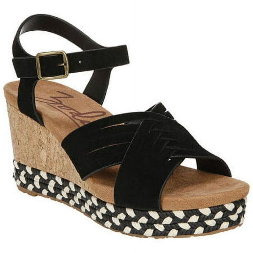 Zodiac Paola Black Espadrille Wedge Open-toe Sandals Size 8 Vacay Summer Cruise